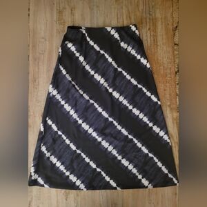 LOFT Navy and White Tie Dye A-Line Skirt